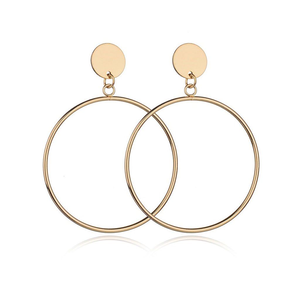 

Women's Hoops Casual Simple Round Ring Design Trendy Earrings Accessory, Saffron