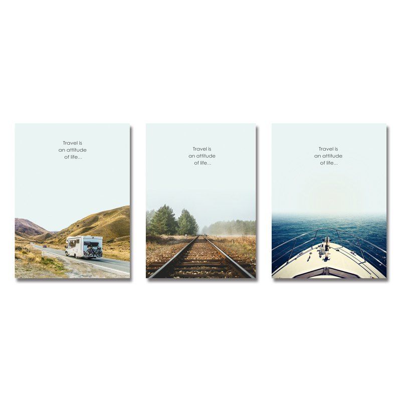 

DYC 3PCS Highway Railway Sea Print Art, Multi