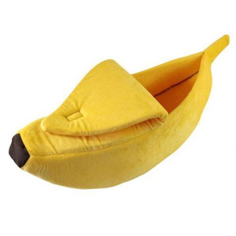 

Pet Banana Shape Fluffy Warm Luxury Bed Soft and Breathable, Golden brown;yellow