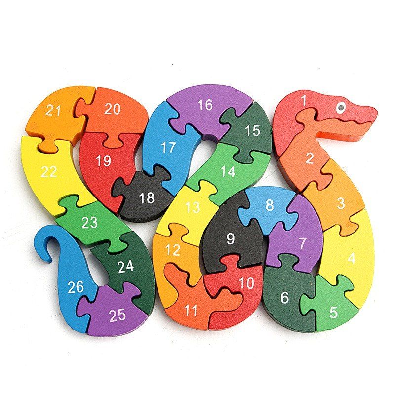 

Wooden Winding Animals Cognition Jigsaw Puzzle Toy, Multi-b