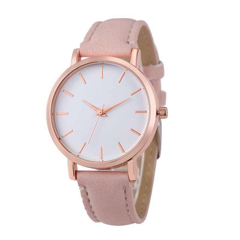 

Fashion Unisex Leather Stainless Quartz Wrist Watch, Sakura pink;pink;black;white;purple