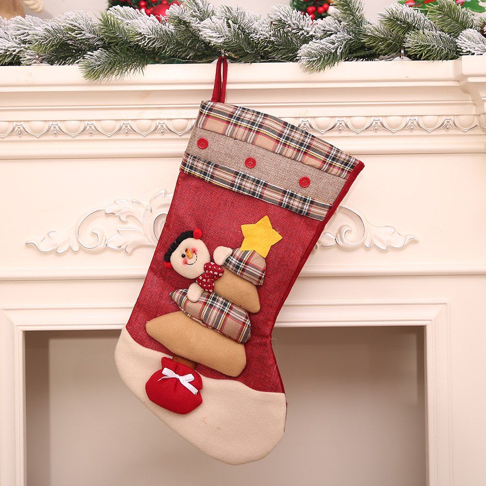 

Christmas Stocking Gift Bag Noel Snowman Reindeer Santa Claus Socks, Multi-b