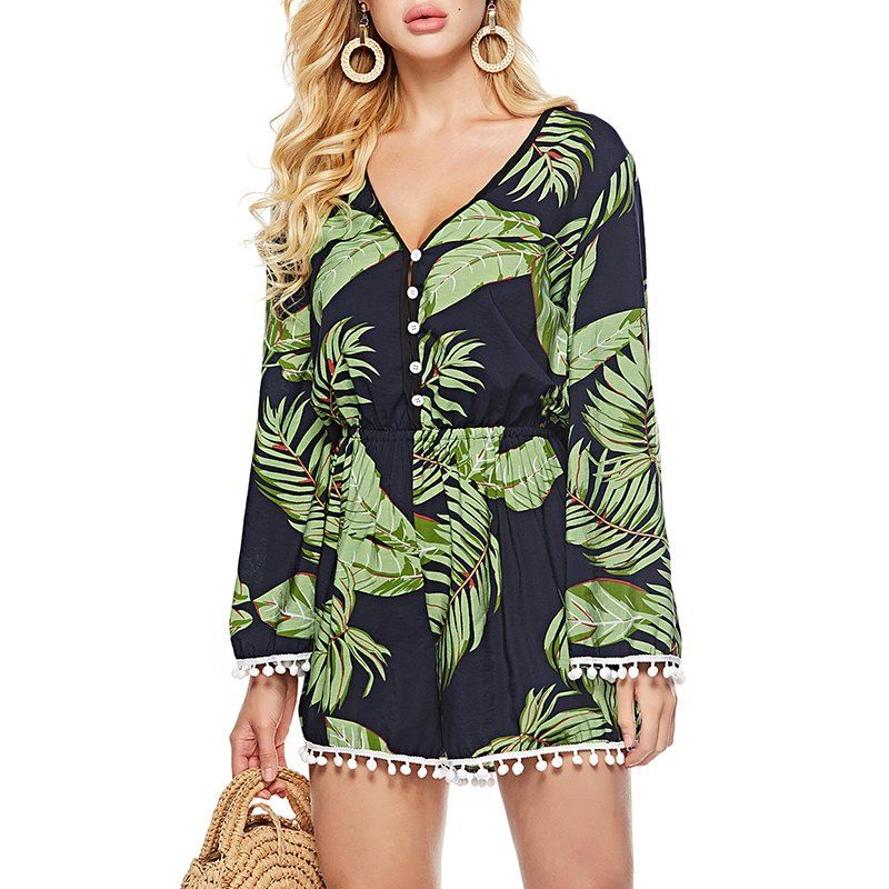 

Autumn Casual Printed Long Sleeved Trousers, Dark sea green