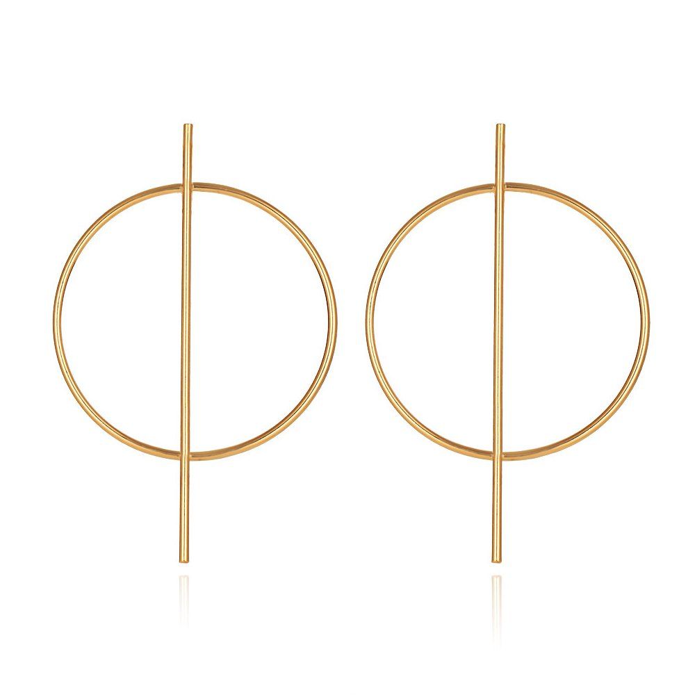 

Geometric Circle Round Earrings for Women, Goldenrod