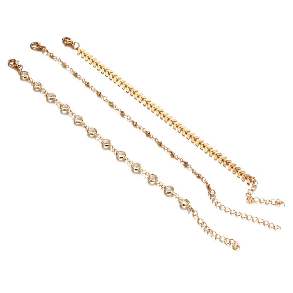 

Crystal Sequins Anklet Set For Women Beach Foot jewelry, Goldenrod