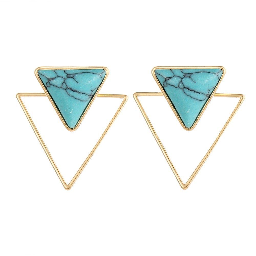 

Bohemian Geometric Double sided Blue Stone Triangle Stud Earrings For Women, Pale blue lily