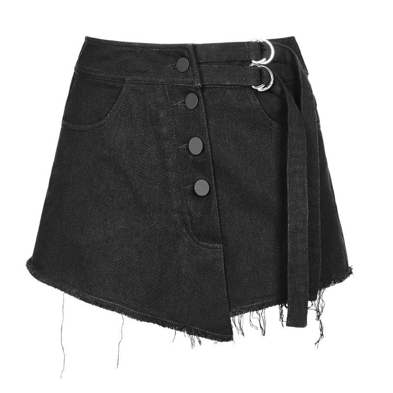 [45% OFF] Double Belt Row Half Skirt Pant | Rosegal