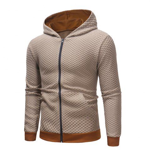

Men's Fashion Plaid Sweater Casual Slim Zipper Cardigan, Beige