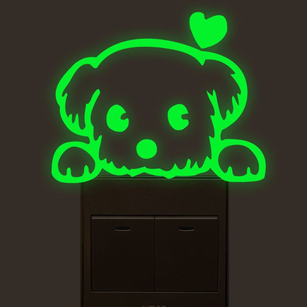 

Love Dog Luminous Light Switch PVC Wall Sticker, Cream