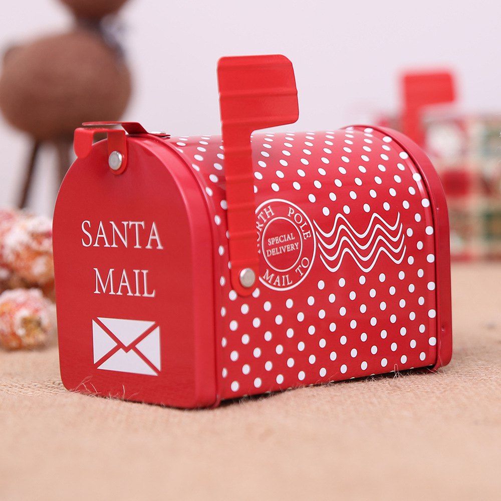 

Christmas Decorations Mail Box Iron E-Mail Jars Children Gifts Cartoon Candy Box, Multi-b
