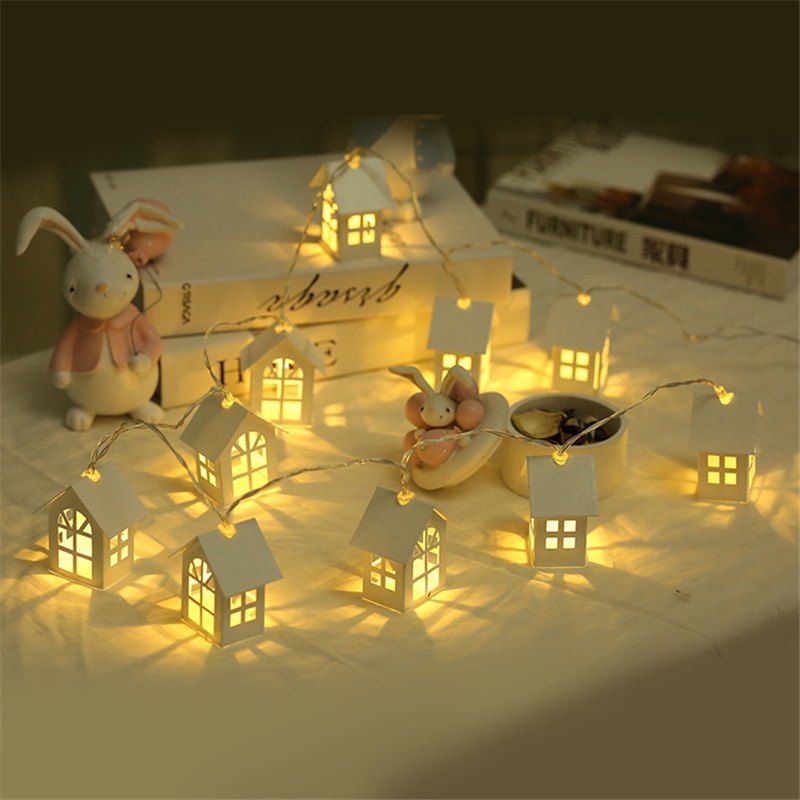 

YEDUO 1.5M 10pcs LED Christmas Tree House Style Fairy Light Led, Warm white