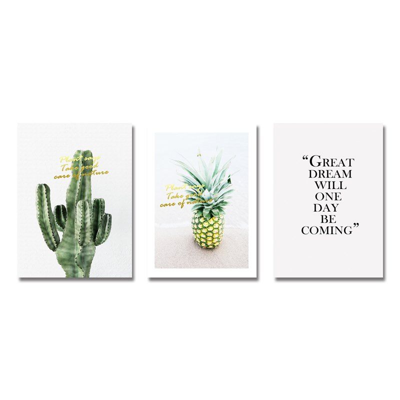 

DYC 3PCS Cactus Pineapple Print Art, Multi