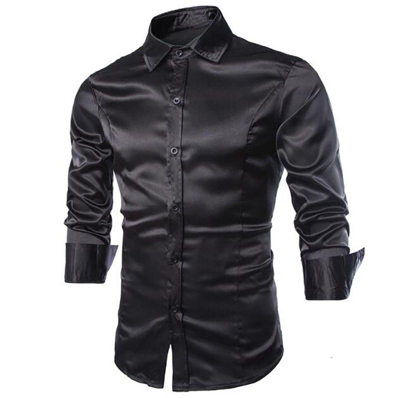 

Men's Casual Shirts Long Sleeve Turndown Collar, Black