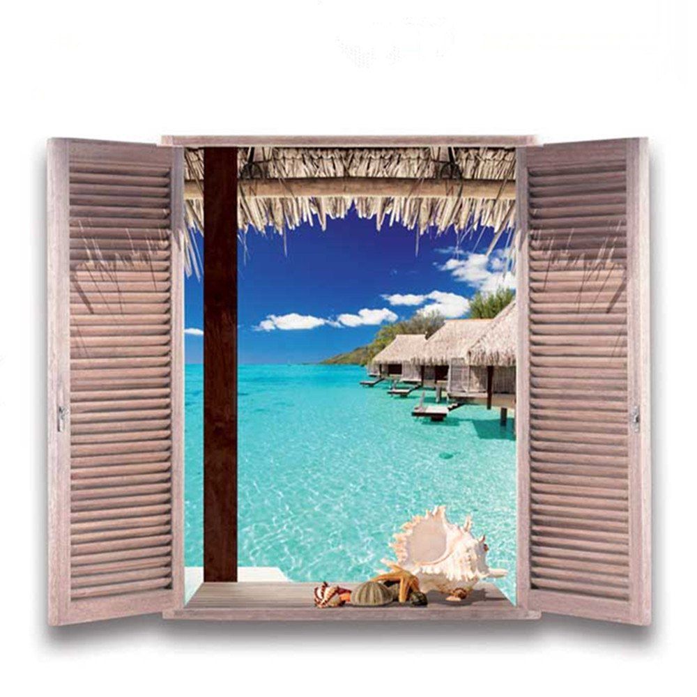 

Sunny Beach 3D Wall Sticker New Creative Decoration, Multi