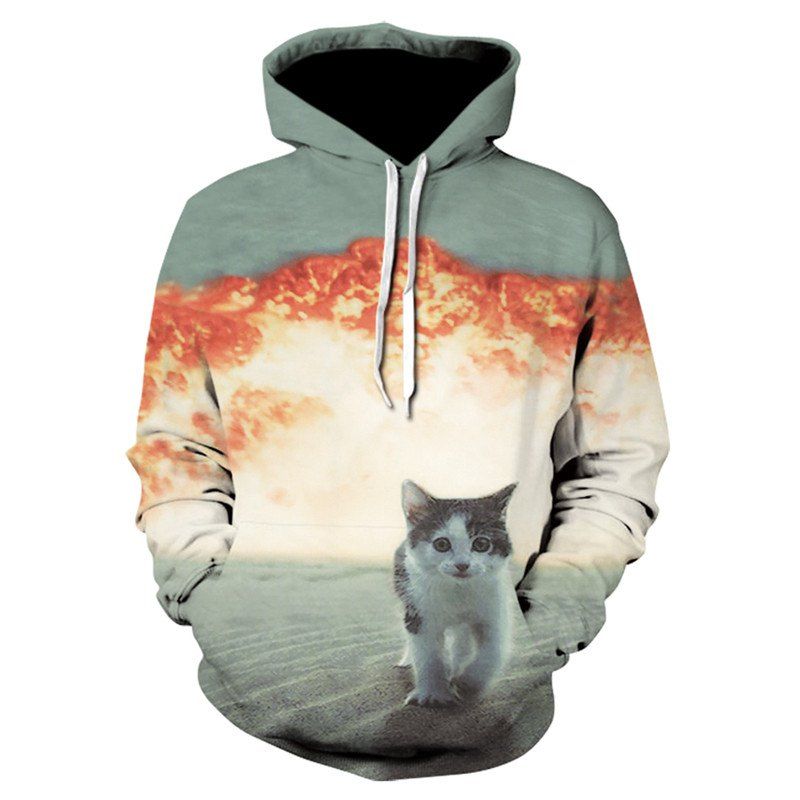 

3D Print Men's Sweater Coat Cute Cat Casual Graphic T-shirt Hoodies, Multi