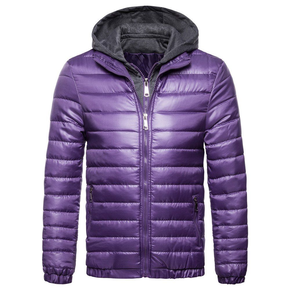 

Man Cotton-Padded Clothes Leisure Time Thickened Hoodie Coat, Purple