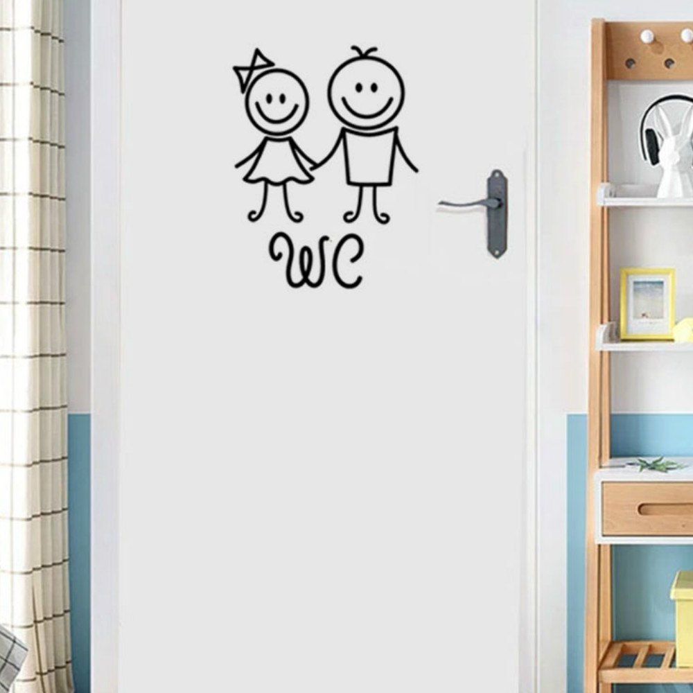 

Cute Toilet WC Sticker Family DIY Decorative Wall Sticker, Black