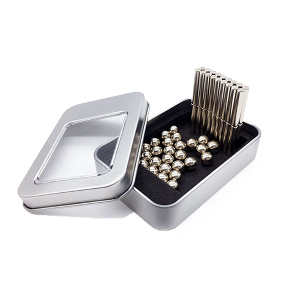 

36PCS Silver Magnetic sticks and 27PCS Steel Ball Magnets Puzzle Toy Gift