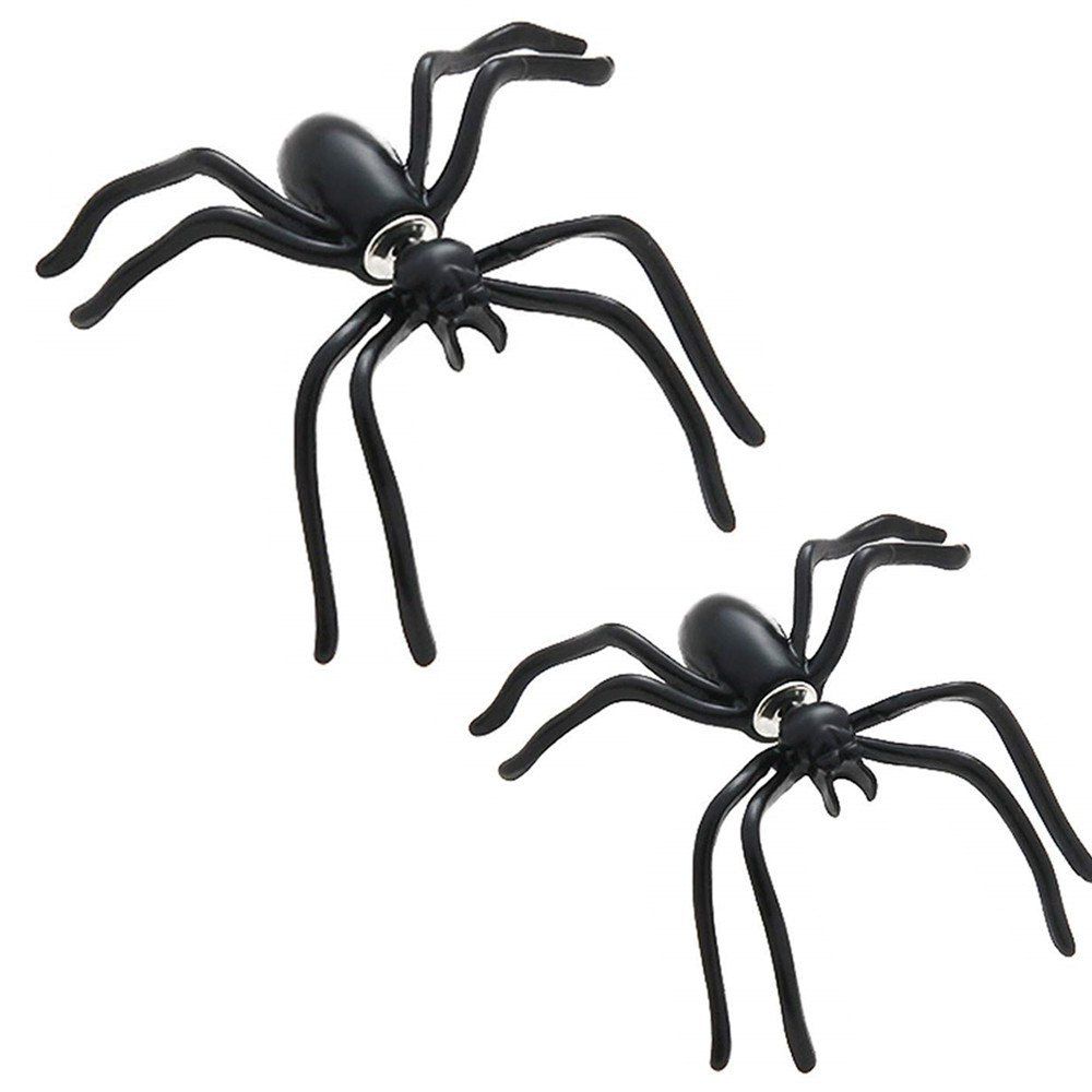 

2PCS Women Halloween Funny 3D Big Black Creepy Spider Stud Earrings Jewelry