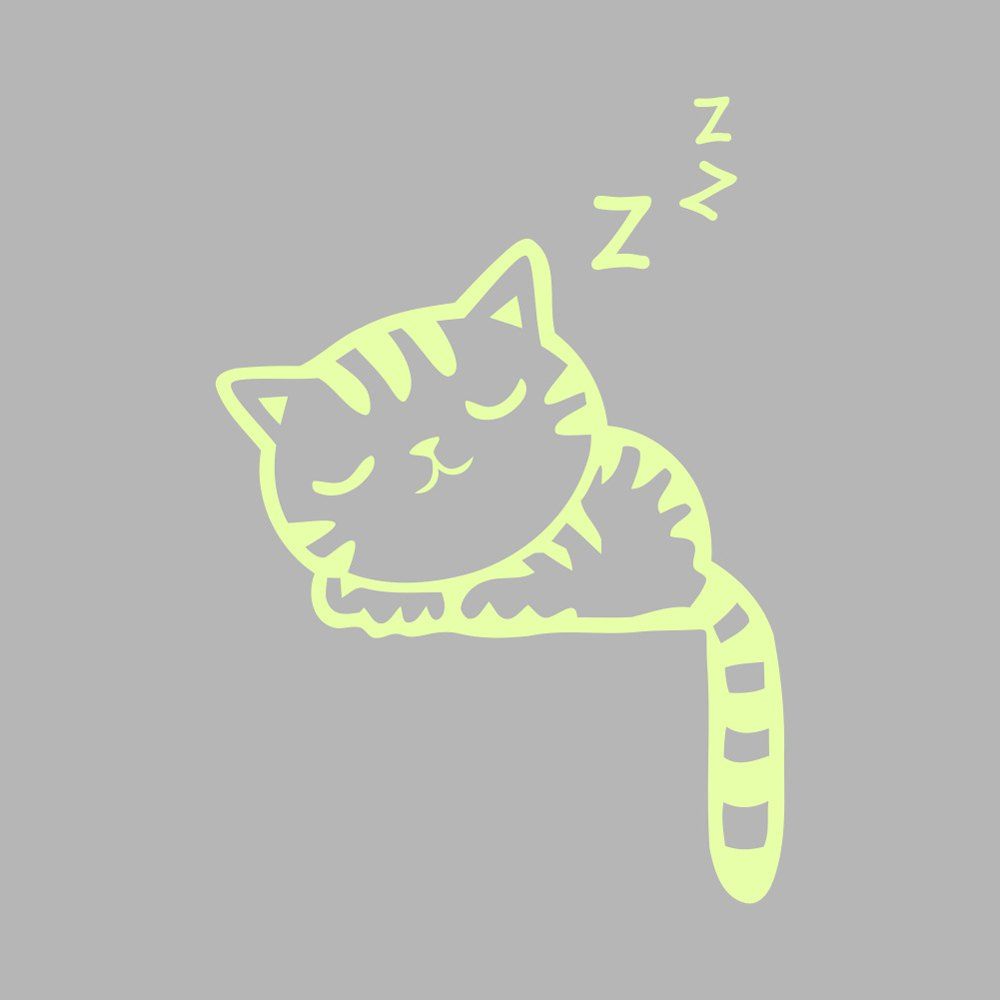 

Cute Cat Luminous Light Switch PVC Wall Sticker, Cream