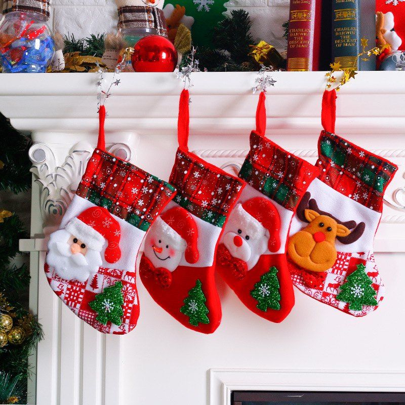 

4Pcs Creative Cartoon Cute Hanging Christmas Stockings, Multi
