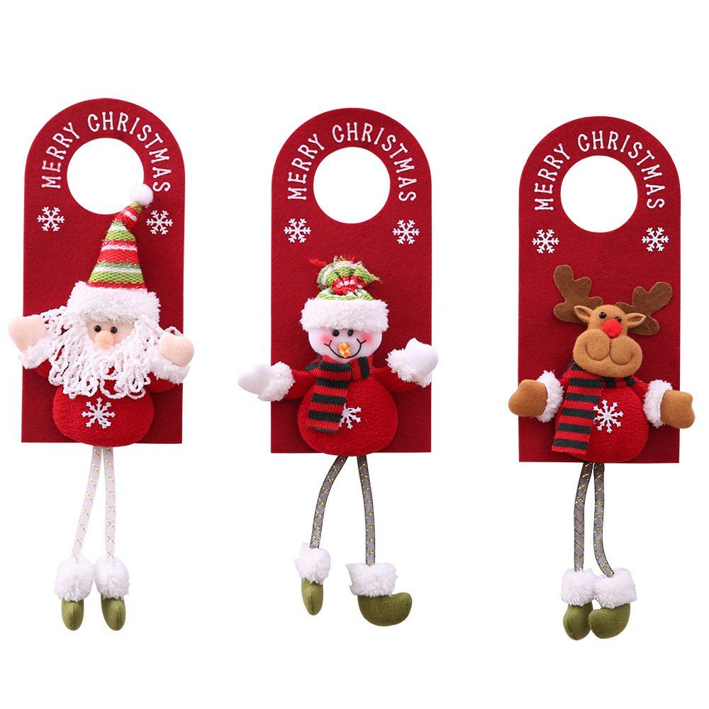 

Charming Cartoon Santa Snowman Elk Door Hanging New Year Party, Multi