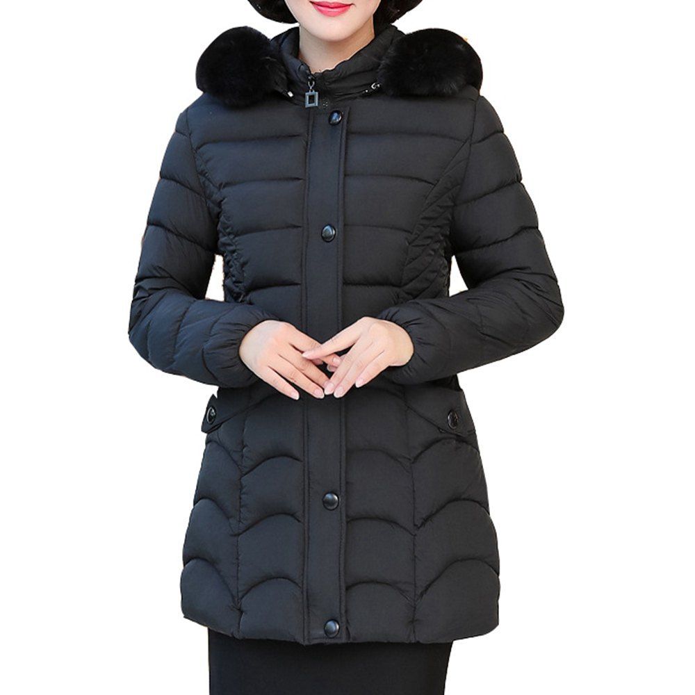 

Middle-Aged and Old Women'S Winter Long Thick Coats, Black