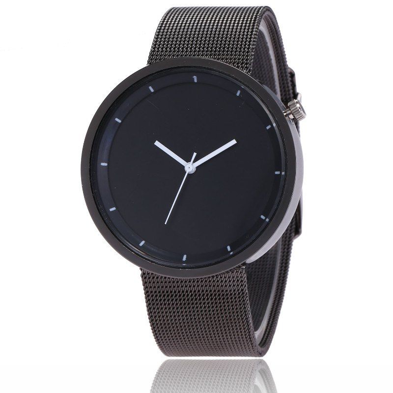 

New Fashion Lady Business Mesh Belt Simple Dial Leisure Quartz Watch, Black
