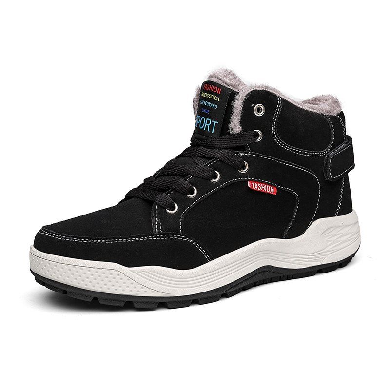 

Men Winter High Top Cotton Warm Shoes Suede Casual Sneakers, Black