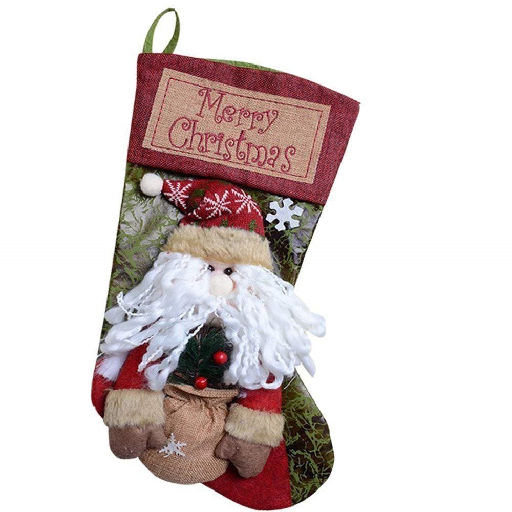 

Christmas Gift Bags Santa Claus Snow man Elk Stocking Socks Xmas Tree Decoration, Multi-a