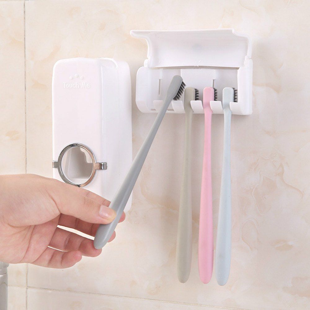 

1 Set Creative Automatic Plastic Lazy 5 Toothbrush Holder Squeezer, White