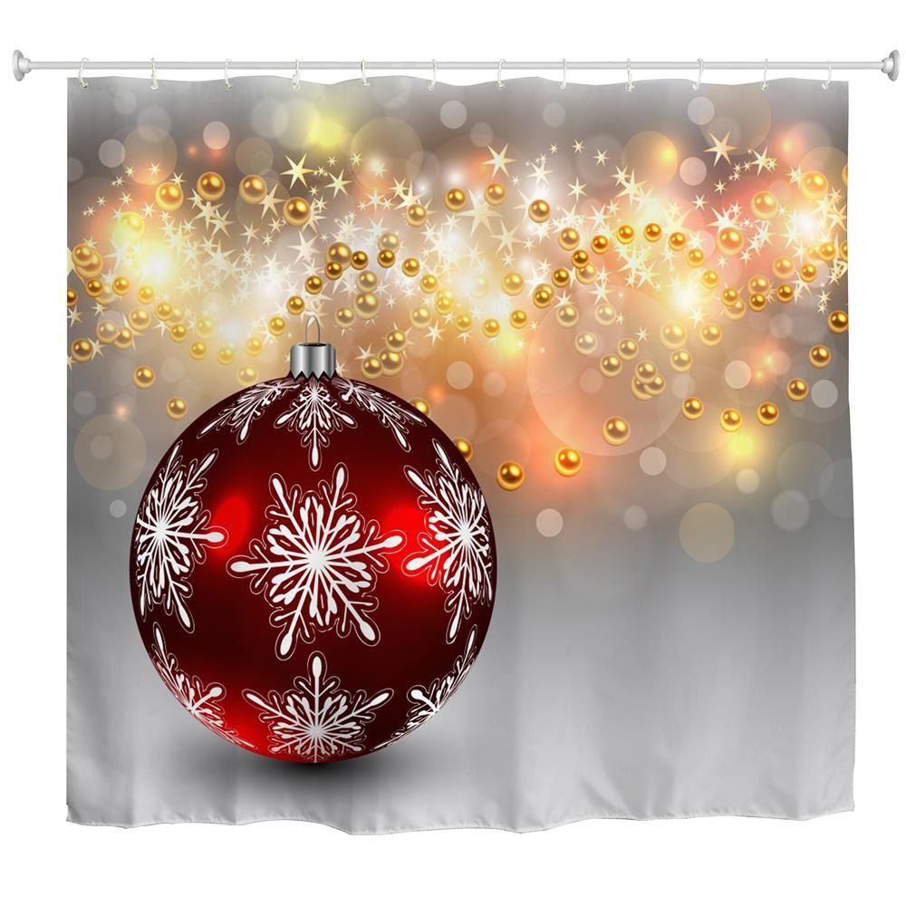 

Pearl Christmas Red Ball 3D Digital Printing Fabric Waterproof and Mildewproof, Multi;white;red;gold