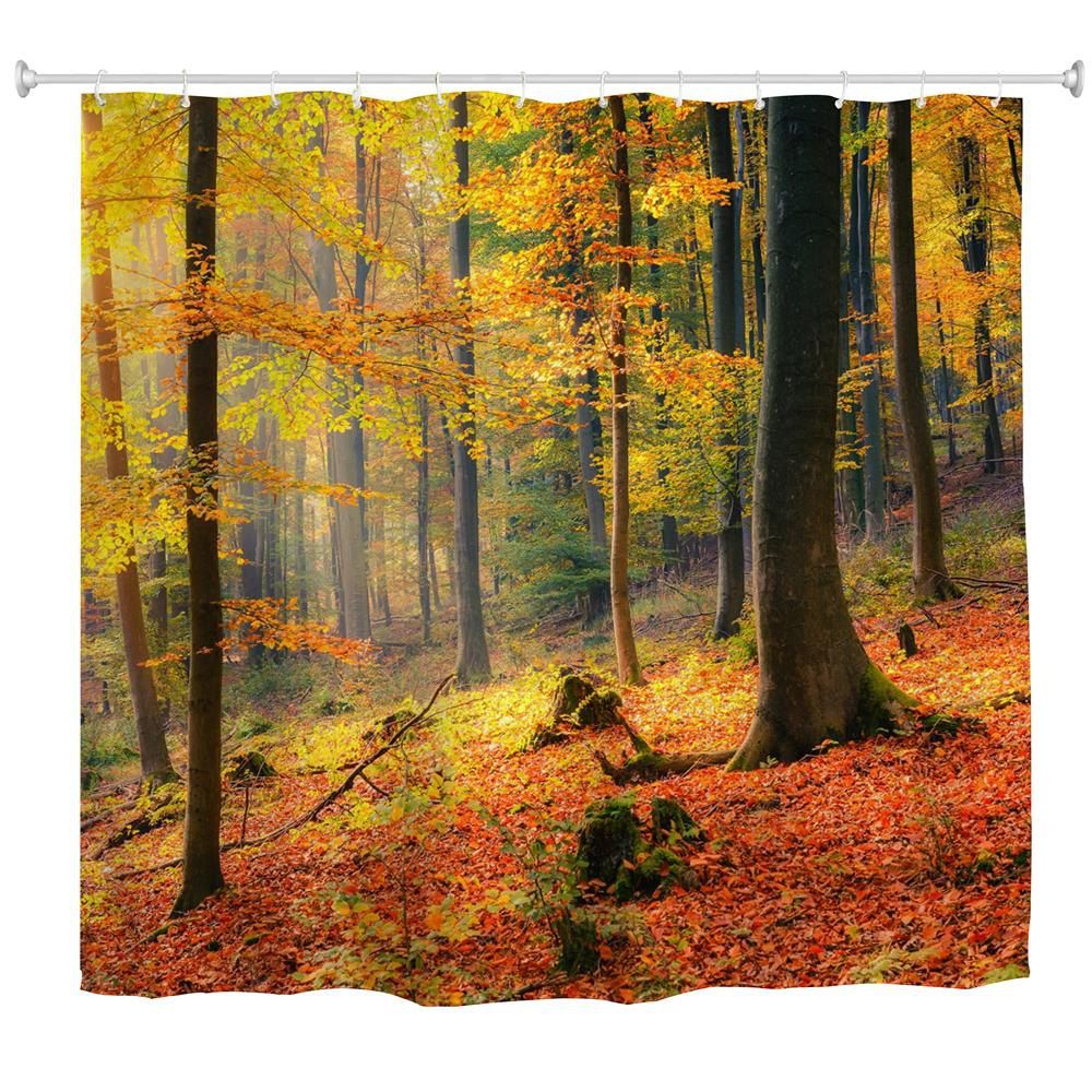 

Autumn Sunset Leaves 3D Digital Printing Fabric Waterproof and Mildewproof, Multi;red;green