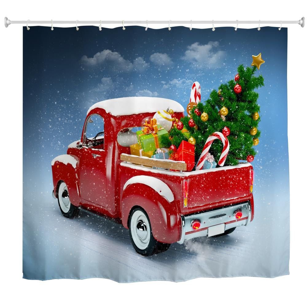 

Truck Christmas Tree 3D Digital Printing Fabric Waterproof and Mildewproof, Multi;white;red;green