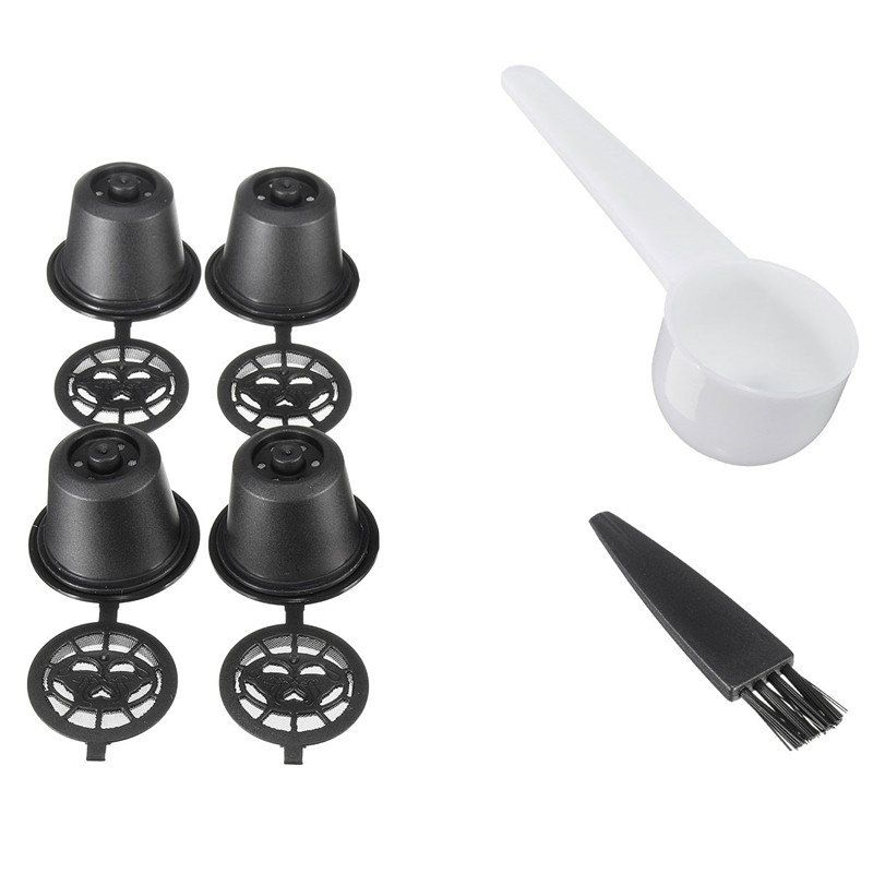 

6Pcs Sets Refillable Coffee Capsule Cup Filter, Black