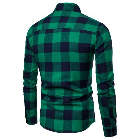 

Men's Business Casual Plaid Fashion Long Sleeve Shirt, Green