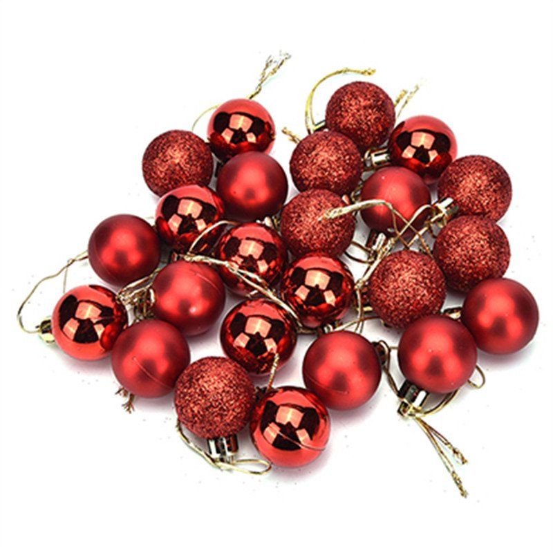

3CM Christmas Ball Party Tree Hanging Home Decoration 24 Pcs, Rosso red