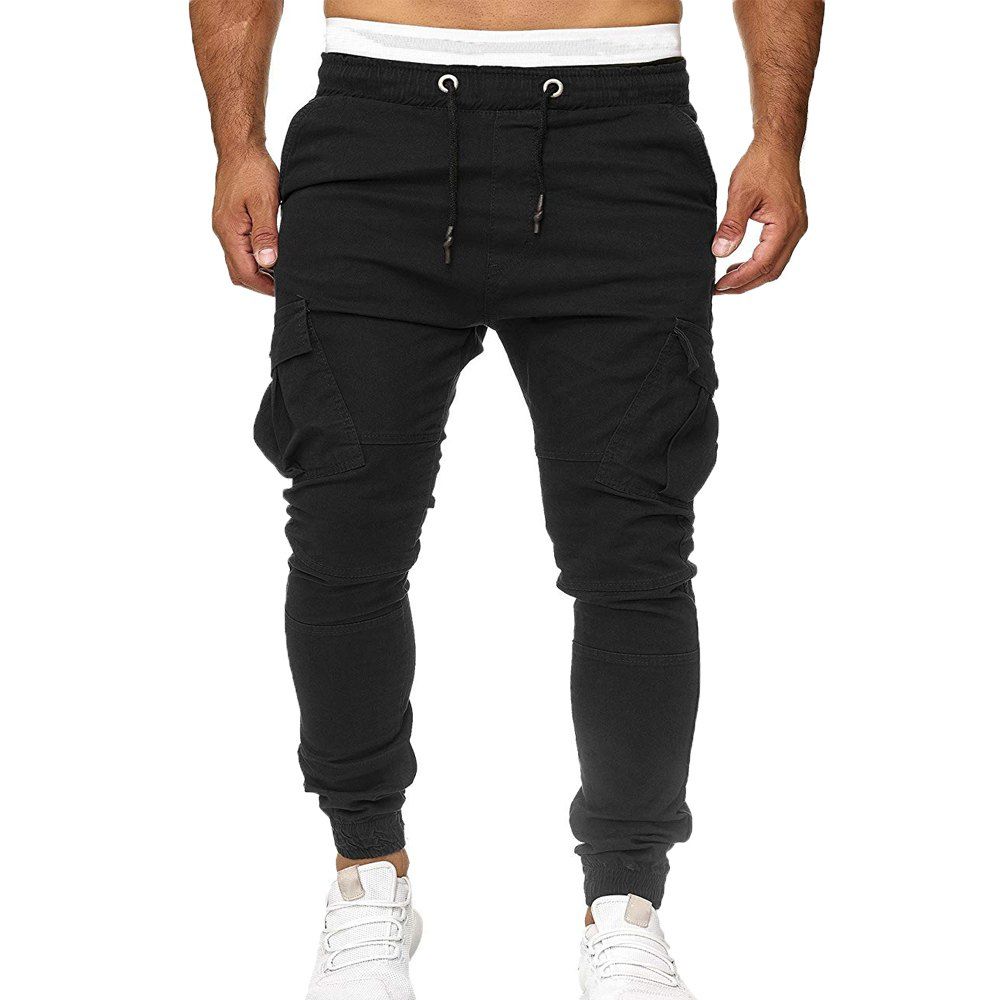 

Stick Pockets Men's Tether Elastic Sports Casual Pants, Black