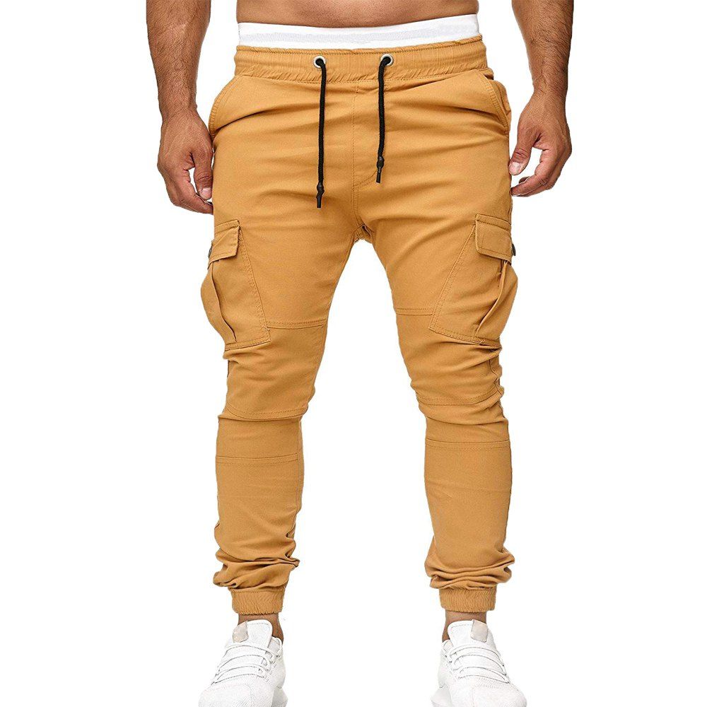 

Stick Pockets Men's Tether Elastic Sports Casual Pants, Bee yellow