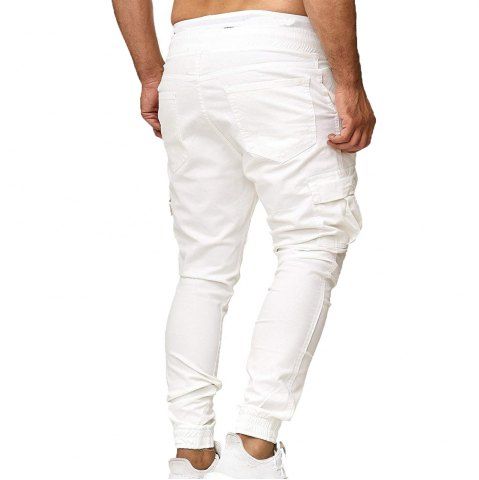 

Three-dimensional Cutting Stick Pockets Men's Casual Sweatpants Tights, White