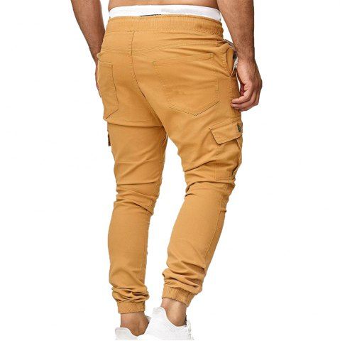 

Three-dimensional Cutting Stick Pockets Men's Casual Sweatpants Tights, Bee yellow