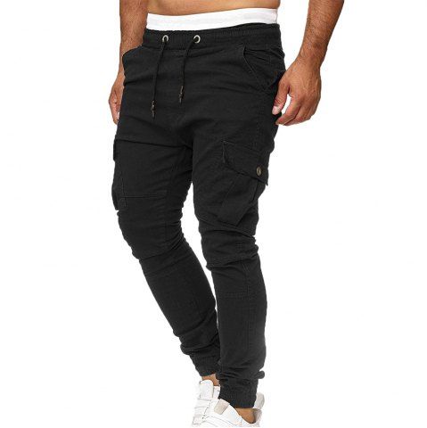 

Three-dimensional Cutting Stick Pockets Men's Casual Sweatpants Tights, Black
