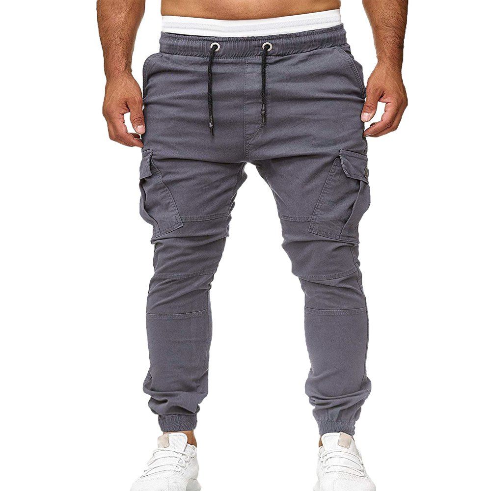 

Three-dimensional Cutting Stick Pockets Men's Casual Sweatpants Tights, Gray