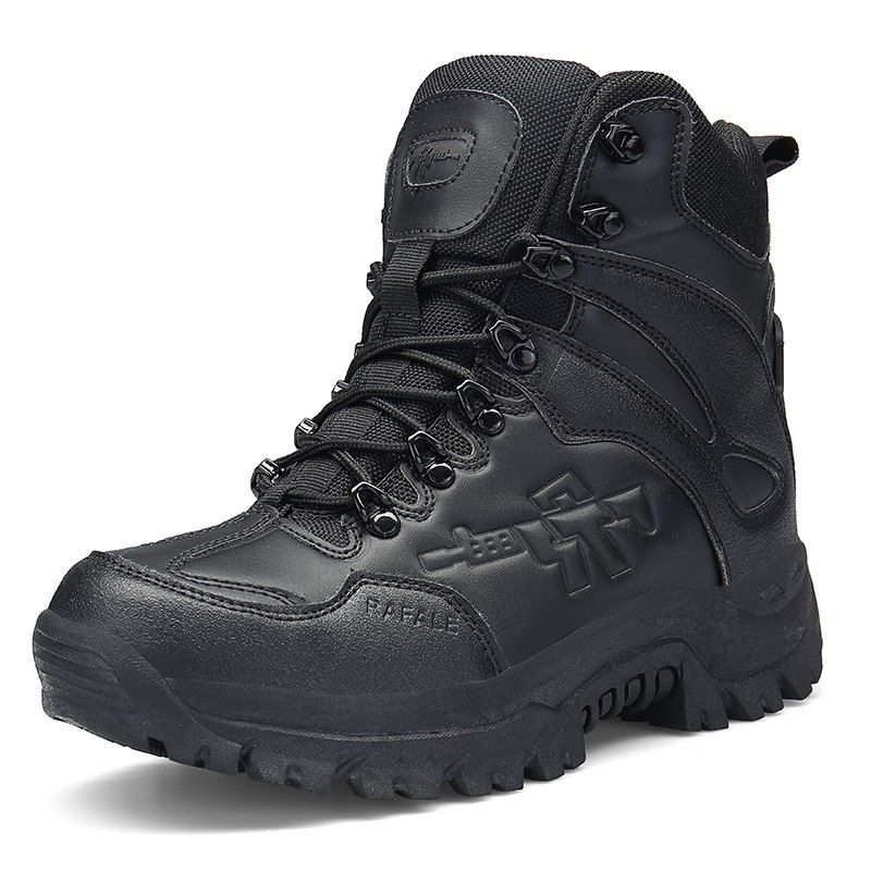 

Men Wear-Resistant Non-Slip Shock Absorption Outdoor Hiking Shoes Military Boo, Black