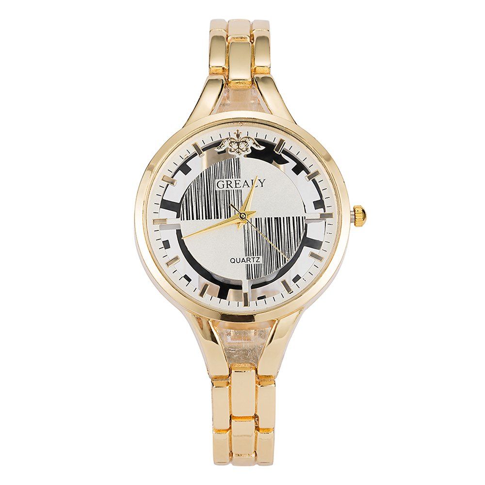 

GREALYLadies' Personality Alloy Bracelet Table Geometric Figure decorative Watch, Yellow;silver;pink;gold