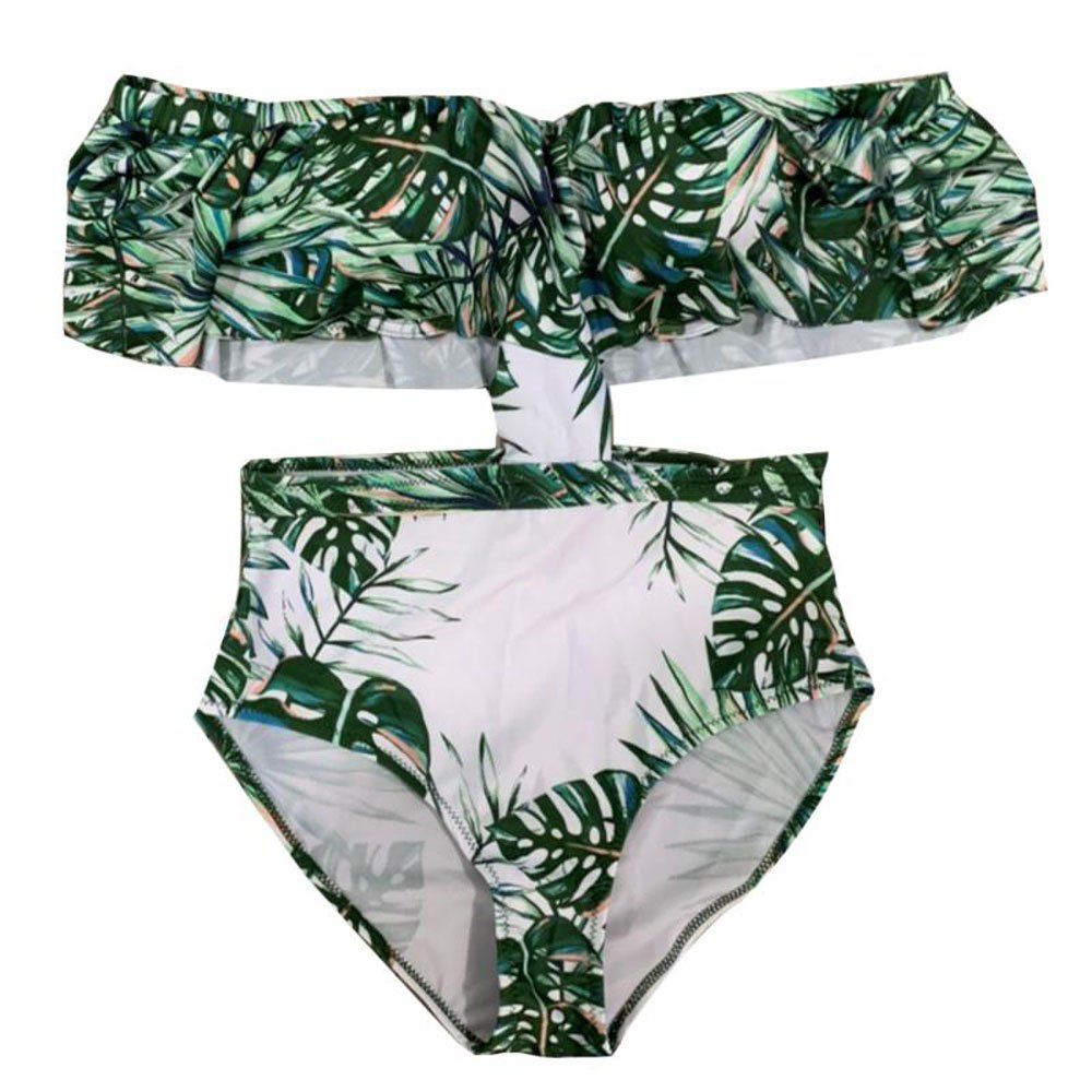 

New Bikini European and American Women'S Leaf Swimsuit hard Shoulder Bikini, Sea green