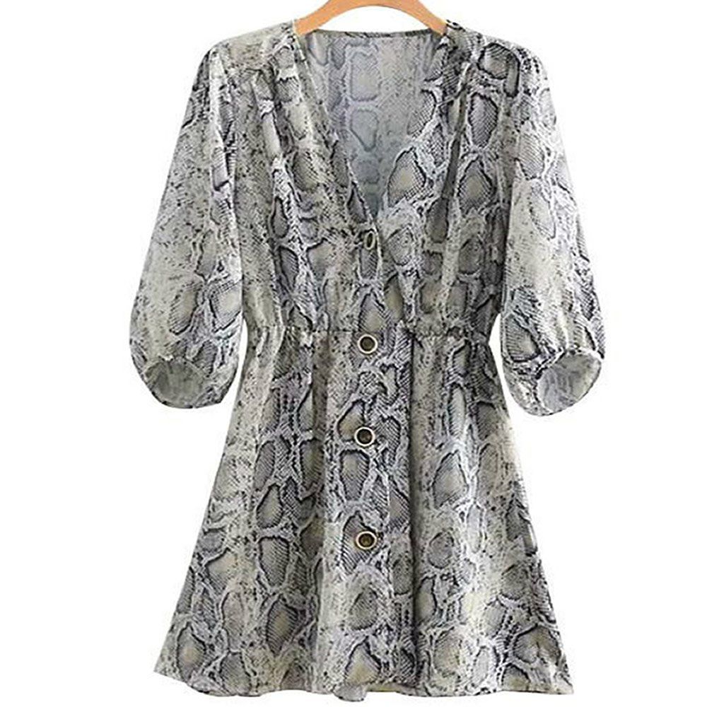 

Fashion Trend Wind Snake Print Mini Dress, Multi