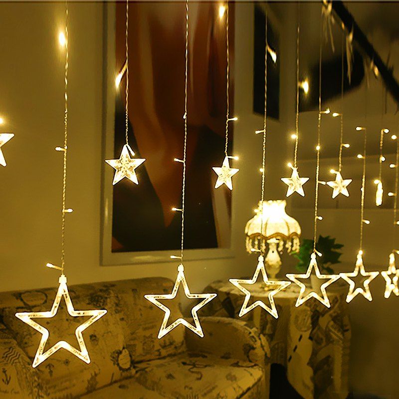 

Twinkle 12 Stars LED Curtain String Window Curtain Lights for Christmas, Transparent