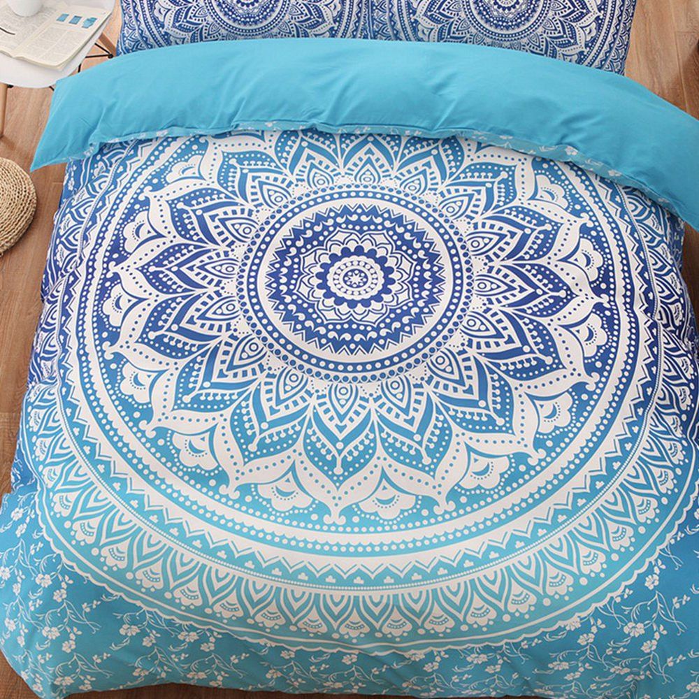

European Bedding Set Large Double Bed Size Bedding 3PCS, Robin egg blue;light blue