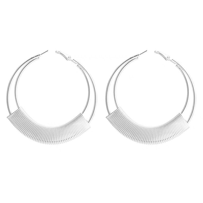 

Women's 1 Pair Hoops Elegant Stylish Round Multi-Layers Design Earrings, Silver